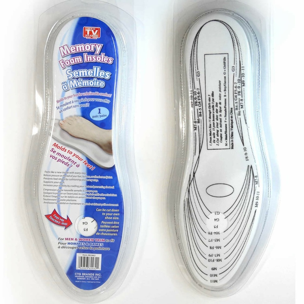 1 Pair Memory Foam Shoe Insoles Unisex Insert
